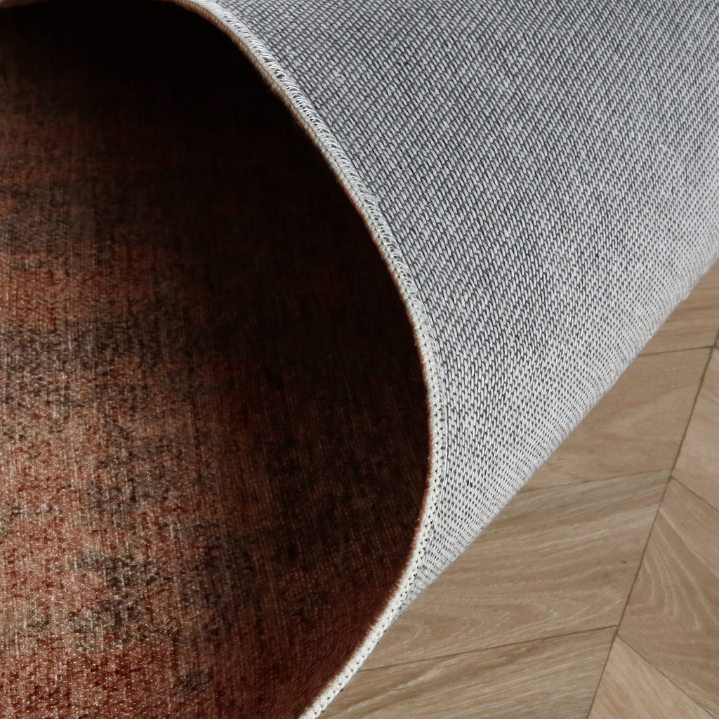 Tapis rond abstrait - Rusty Brown