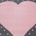 Round Children's Floor Rug - Bambi Heart Pink