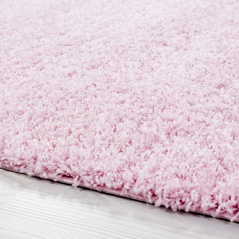 Round High-Pile Floor Rug - Life Pink