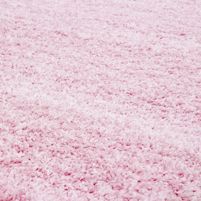 Round High-Pile Floor Rug - Life Pink