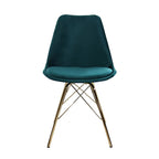 Velvet Chair Blue - Gold frame
