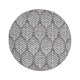 Round Outdoor Rug - Summer Leaves Grey