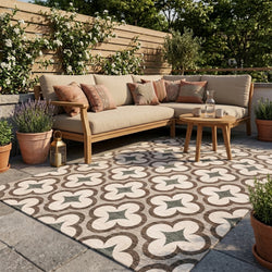 Geometrisch buitenkleed - Mosaic Clover Groen
