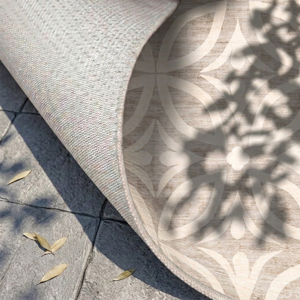 Geometryczny dywan zewnętrzny - Mosaic Petal Kremowy