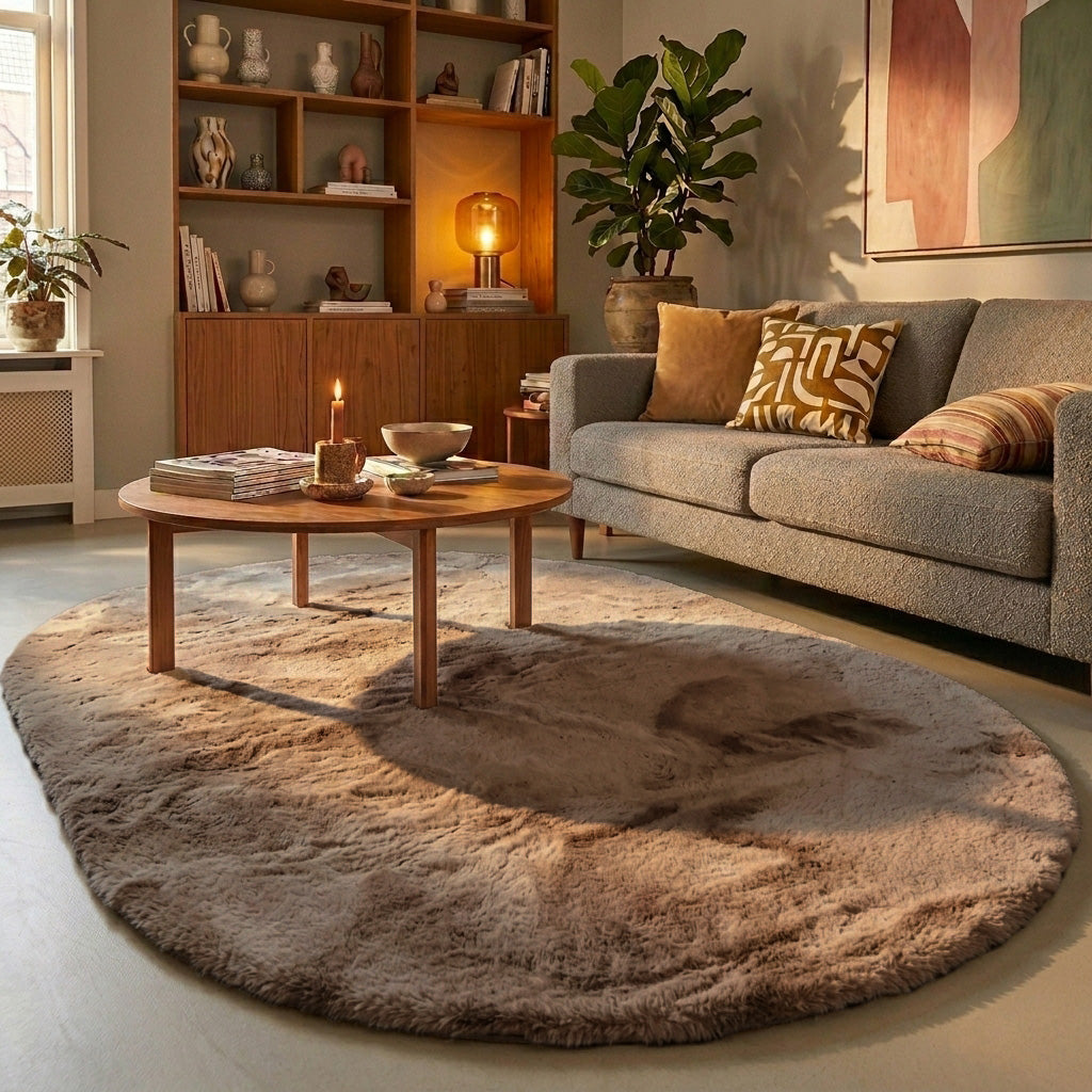 Oval High Pile Rug - Comfy Supreme Taupe