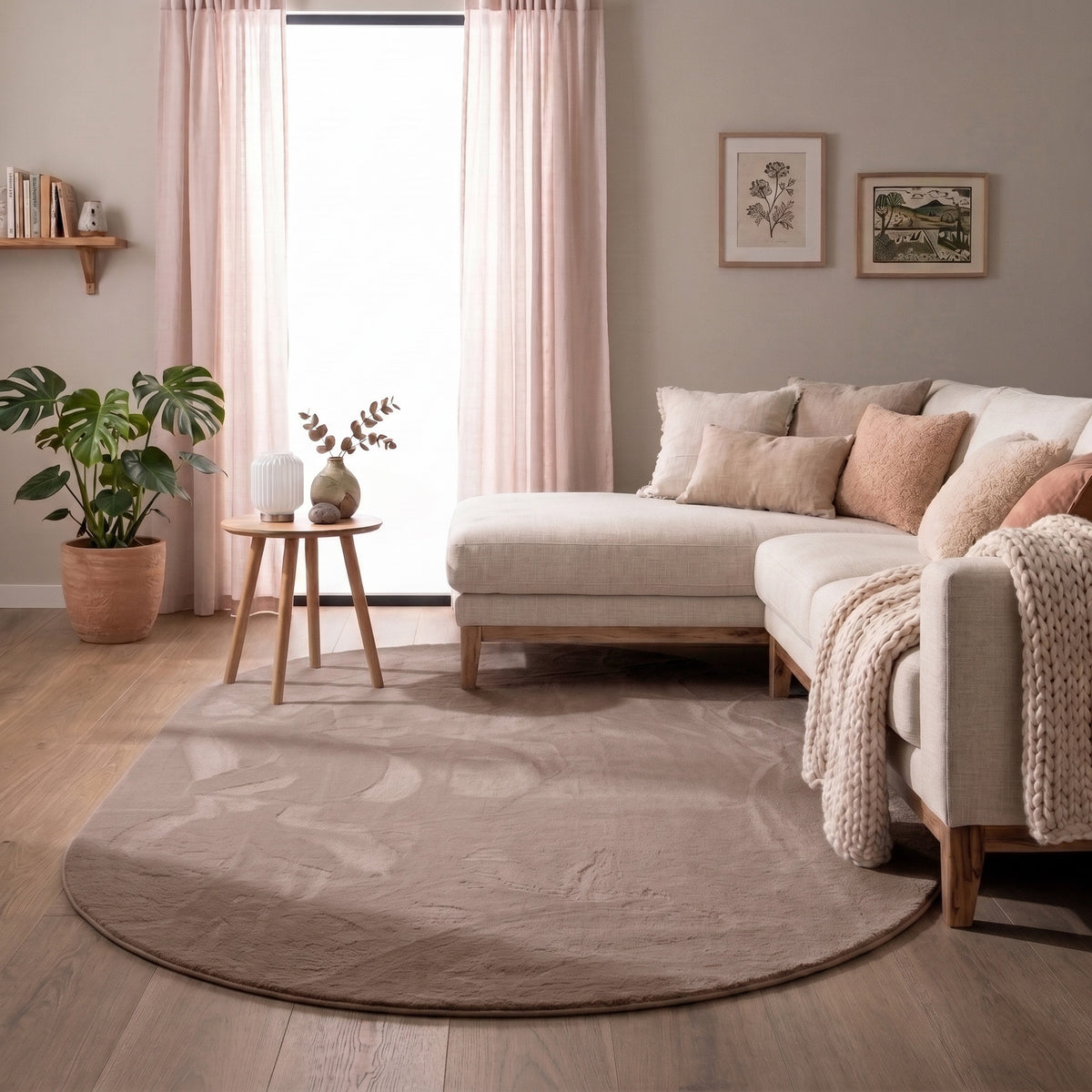 Oval low-pile rug - Cozy Taupe