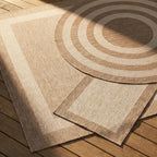 Rond In- & Outdoor vloerkleed - Sierra Curves Beige/Creme
