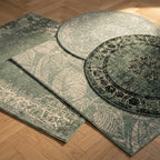 Rond vintage vloerkleed - Wonder Groen/Zwart