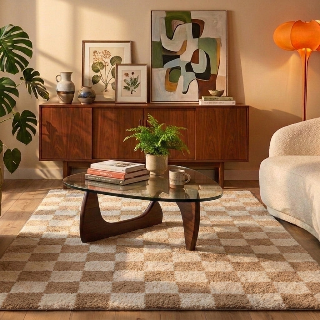 Retro Rug - Gambit Beige/White