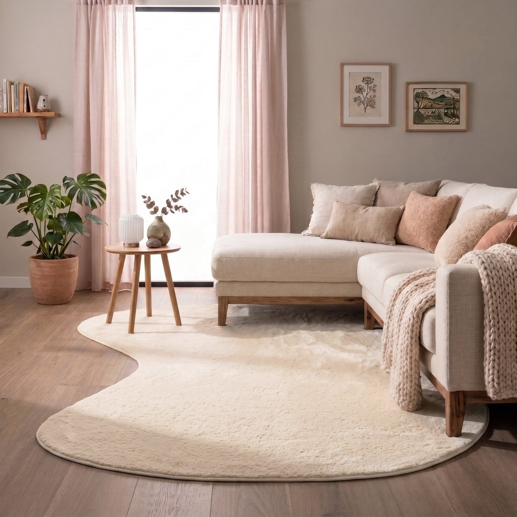 Soft Low-Pile Rug – Cozy Ripple Cream