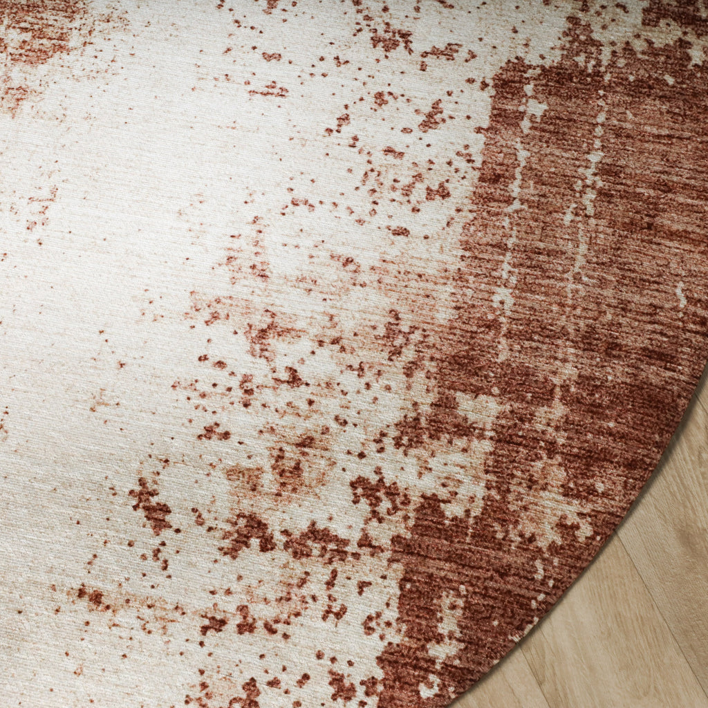 Tapis rond abstrait - Rusty Brown