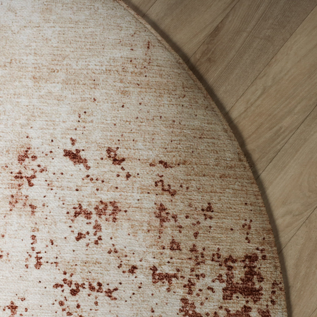 Tapis rond abstrait - Rusty Brown