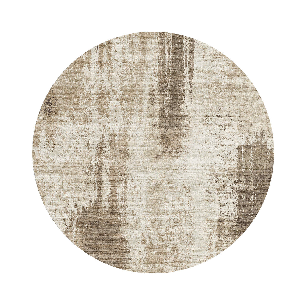 Rond abstract vloerkleed - Rusty Taupe