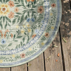 Tapis vintage d'extérieur rond - Luana Vert foncé