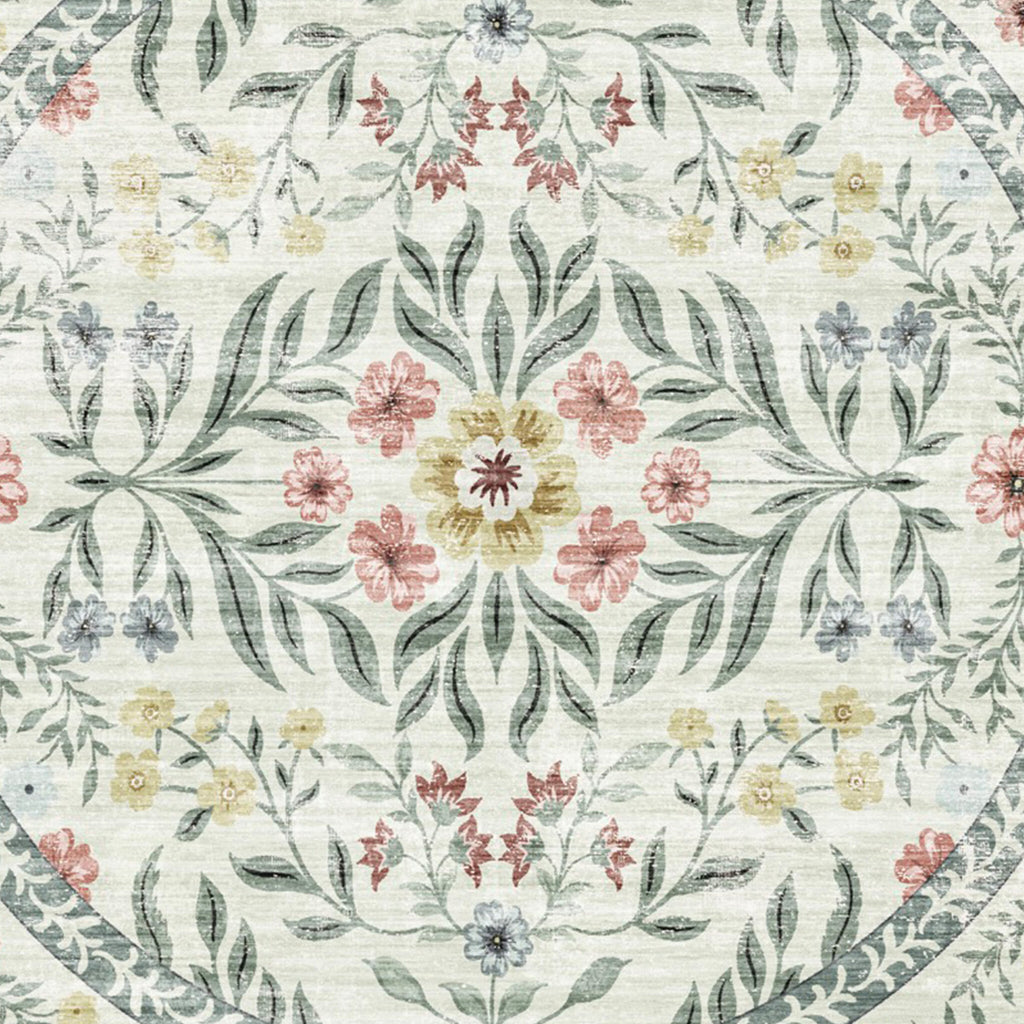 Rond vintage buitenvloerkleed - Luana Green