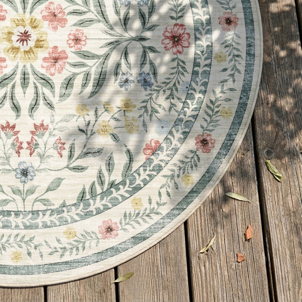 Rond vintage buitenvloerkleed - Luana Green