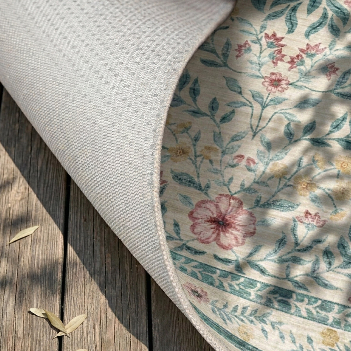 Rond vintage buitenvloerkleed - Luana Green
