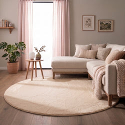 Round Low-Pile Rug – Cozy Beige