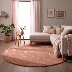 Rund låghårig matta | Cozy rosa hos Volero