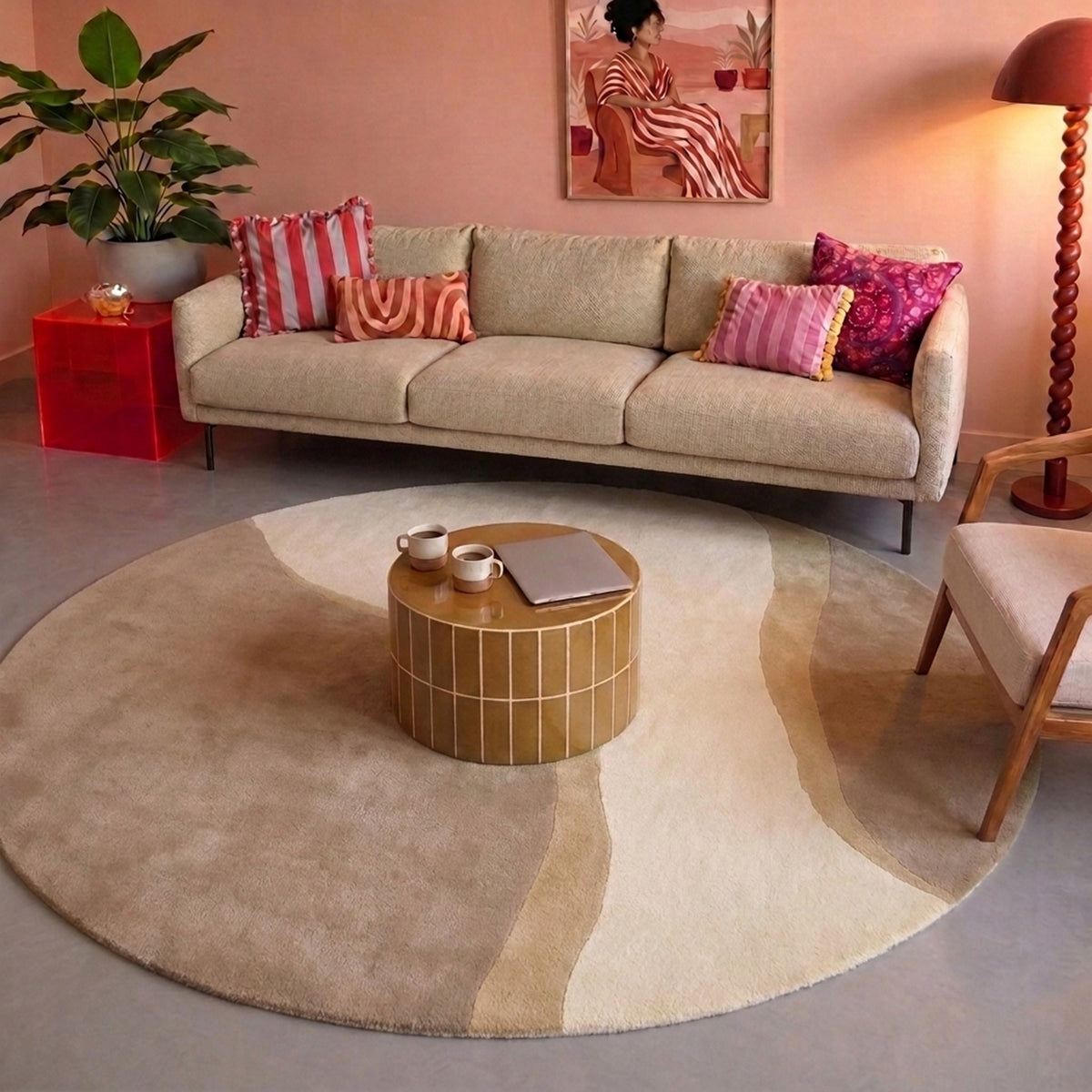 Wollteppich Rund - Vienna Beige