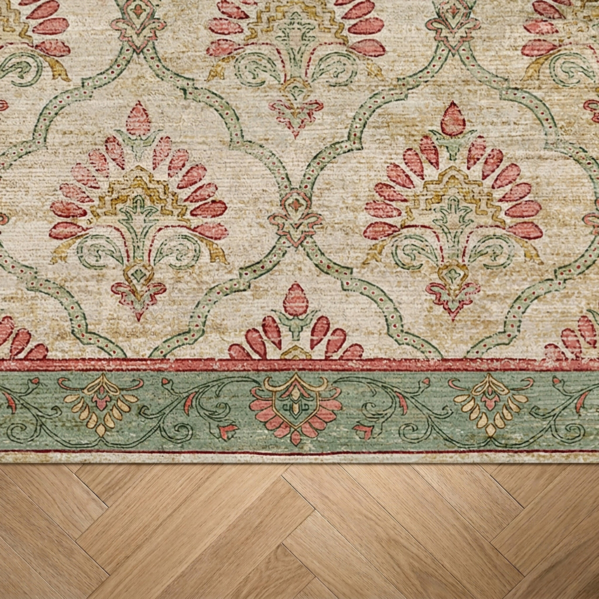 Vintage vloerkleed - Sage Grid Groen