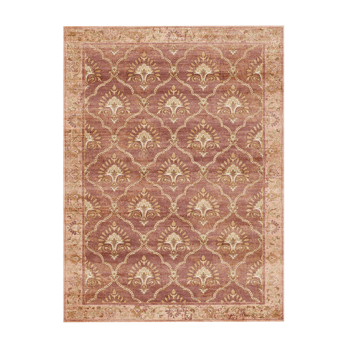 Vintage vloerkleed - Sage Grid Terracotta