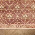 Vintage vloerkleed - Sage Grid Terracotta
