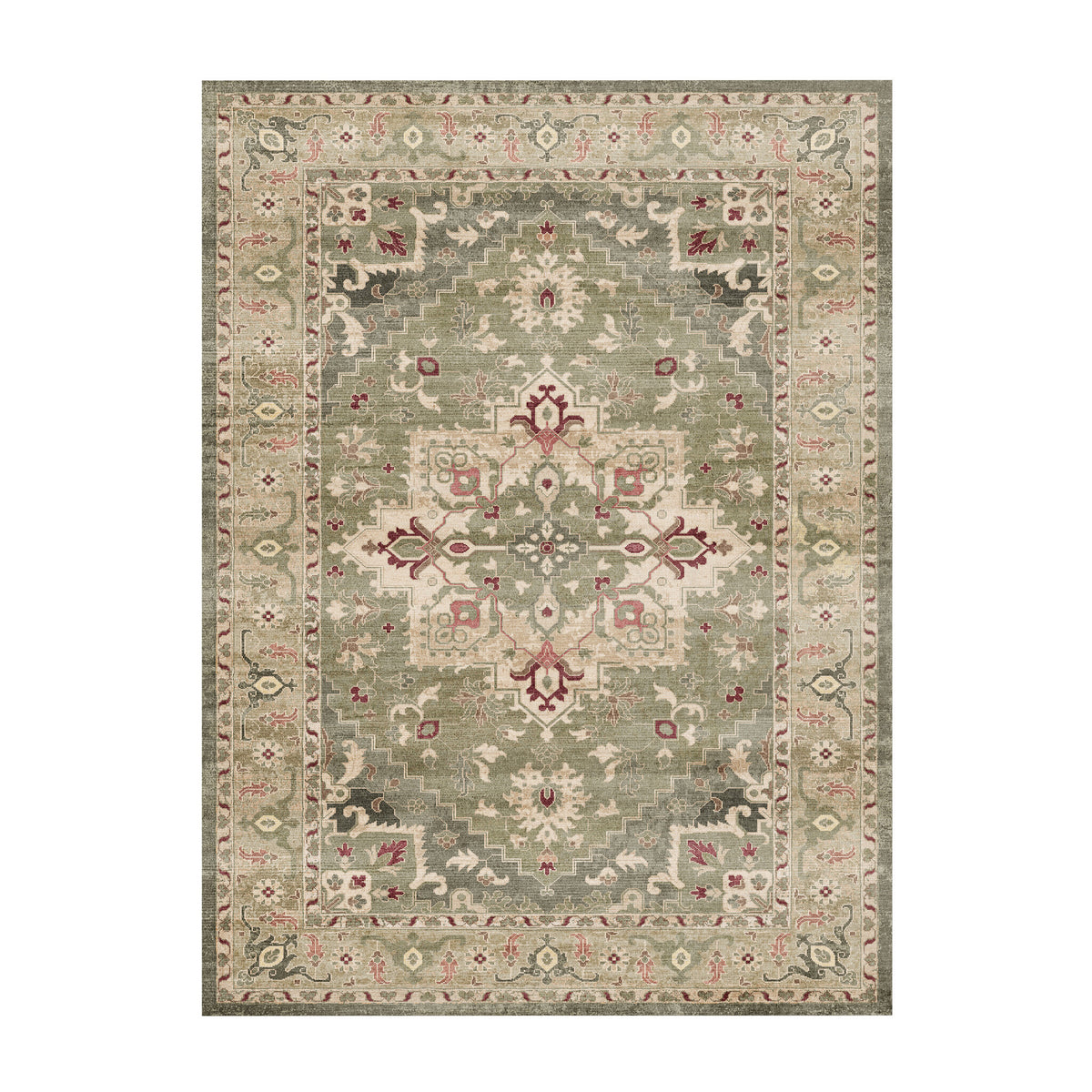 Vintage rug - Sage Medallion Green