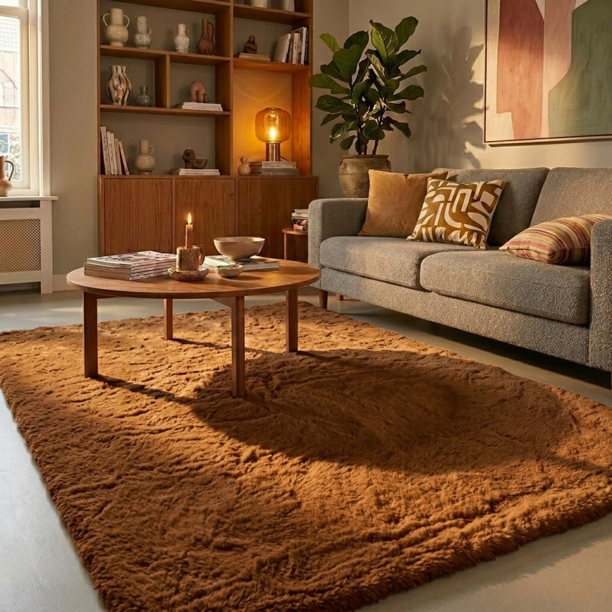 Zacht hoogpolig vloerkleed - Comfy Supreme Okergeel
