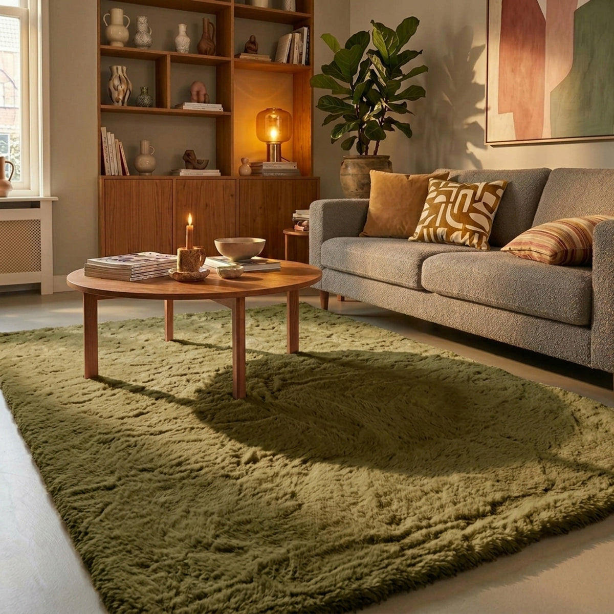 Tapis doux à poils hauts - Comfy Supreme Vert olive