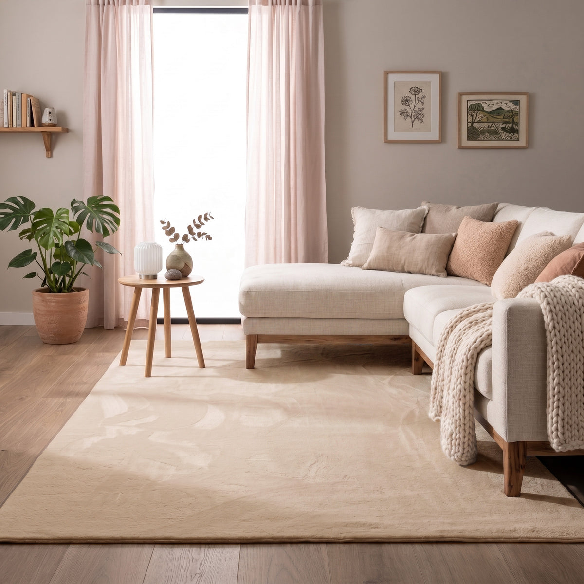 Soft Low-Pile Rug – Cozy Beige