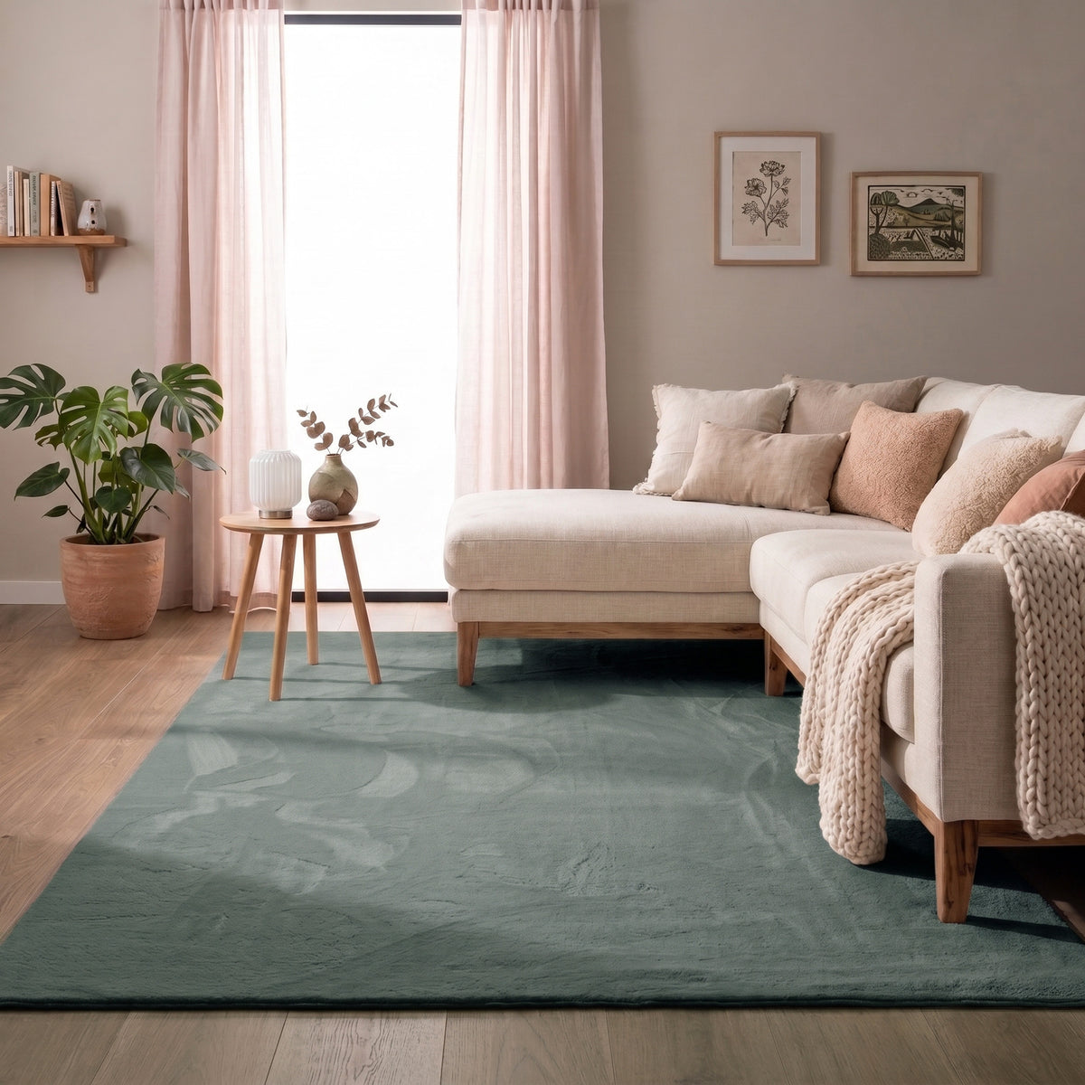 Soft Low-Pile Rug - Cozy Green