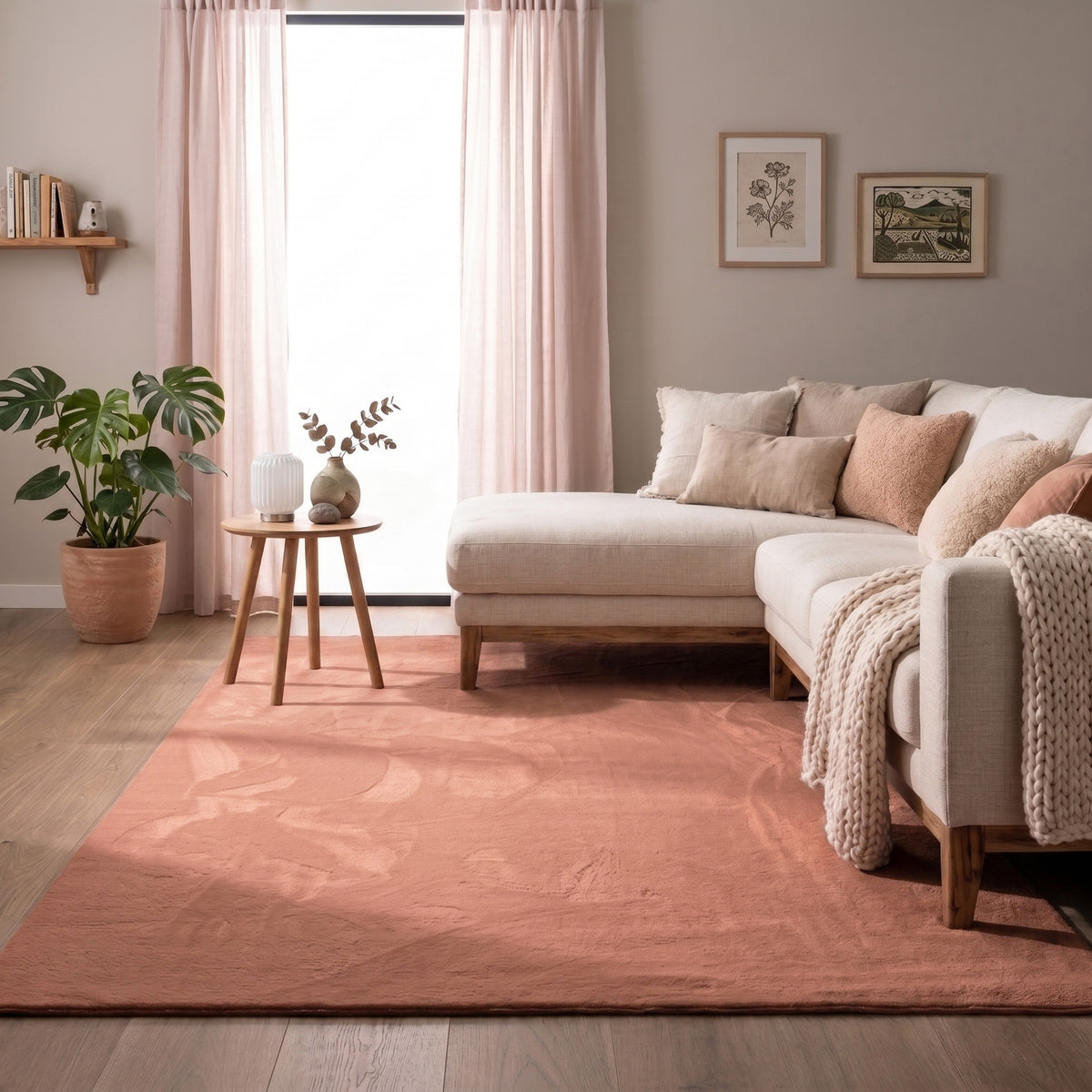 Soft Low-Pile Rug – Cozy Pink