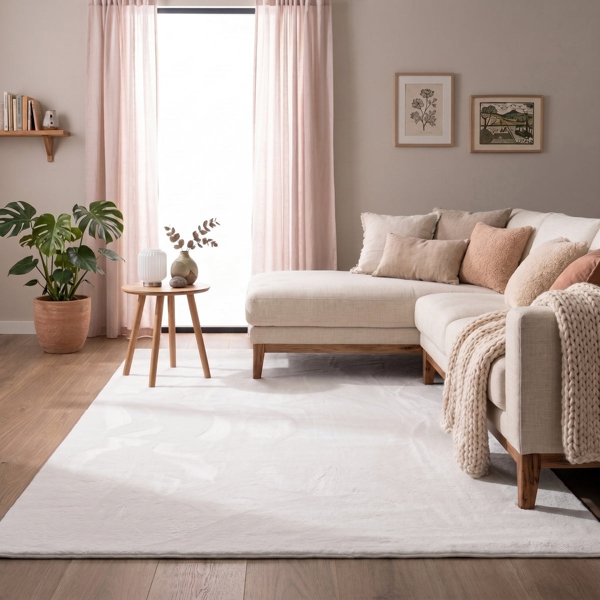 Soft Low-Pile Rug - Cozy White